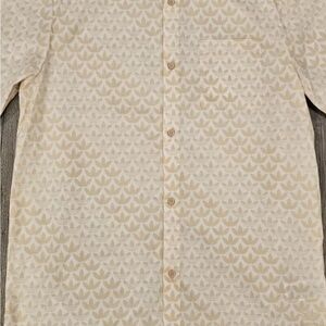 Adidas Cream Casual Button Down Shirt with Geometric Pattern